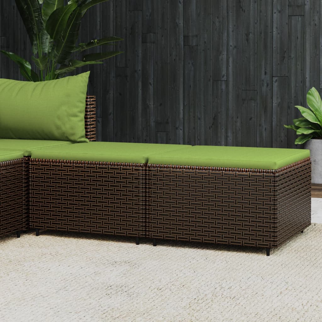 Gartenhocker mit Kissen 2 Stk. Braun Poly Rattan