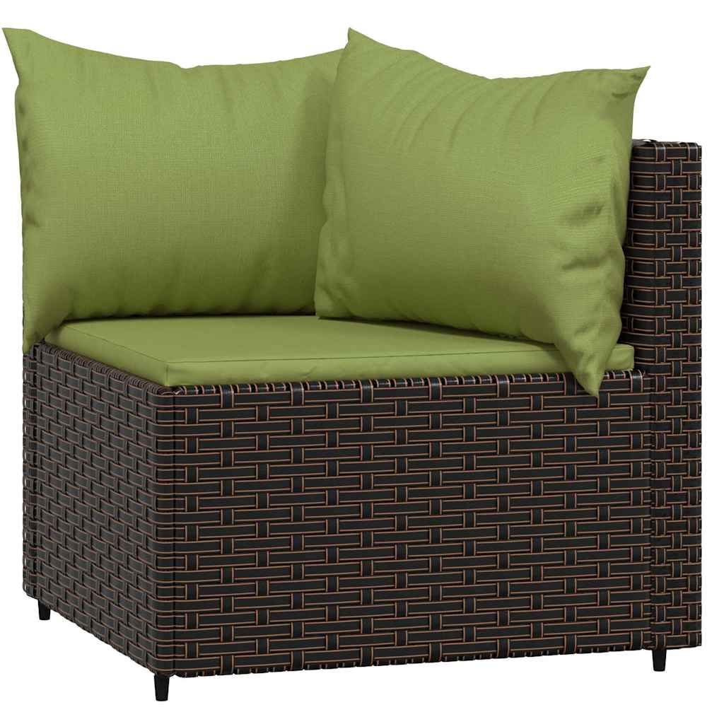 Thumbnail - vidaXL Garten-Ecksofas mit Kissen 2 Stk. Braun Poly Rattan