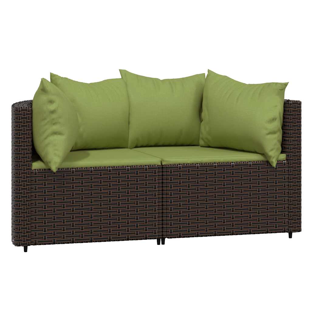 vidaXL 3-delige Loungeset met kussens poly rattan bruin afbeelding