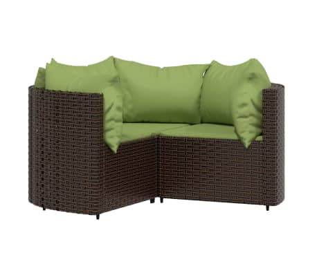vidaXL 4-delige Loungeset met kussens poly rattan bruin