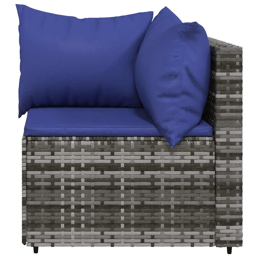 vidaXL szürke polyrattan kerti sarokkanapé párnákkal