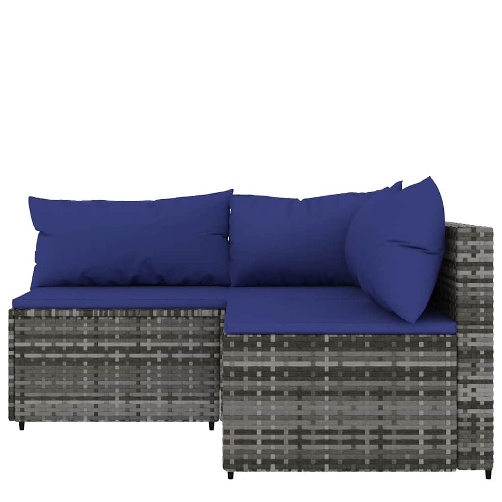 Thumbnail - vidaXL 3-tlg. Garten-Lounge-Set mit Kissen Grau Poly Rattan