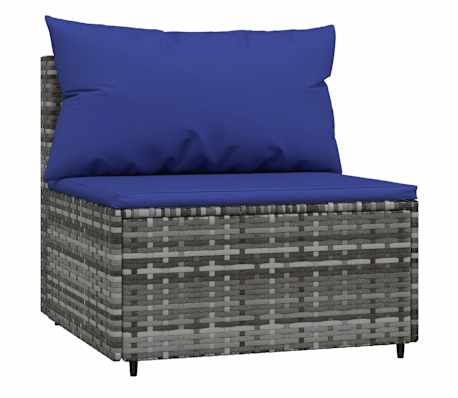 vidaXL Canap&eacute;s centraux de jardin et coussins 2pcs Gris R&eacute;sine tress&eacute;e