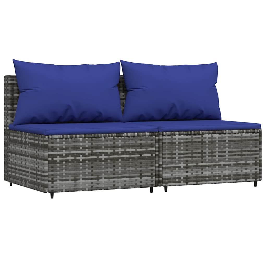 Thumbnail - vidaXL 3-tlg. Garten-Lounge-Set mit Kissen Grau Poly Rattan