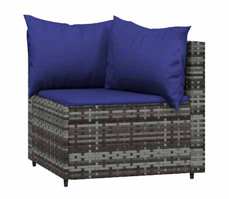 vidaXL Canap&eacute;s d'angle de jardin et coussins 2 pcs gris r&eacute;sine tress&eacute;e