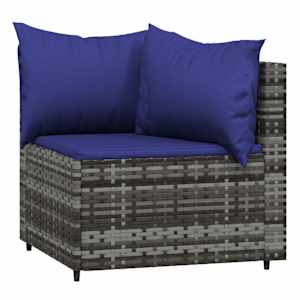 vidaXL Canap&eacute;s d'angle de jardin et coussins 2 pcs gris r&eacute;sine tress&eacute;e