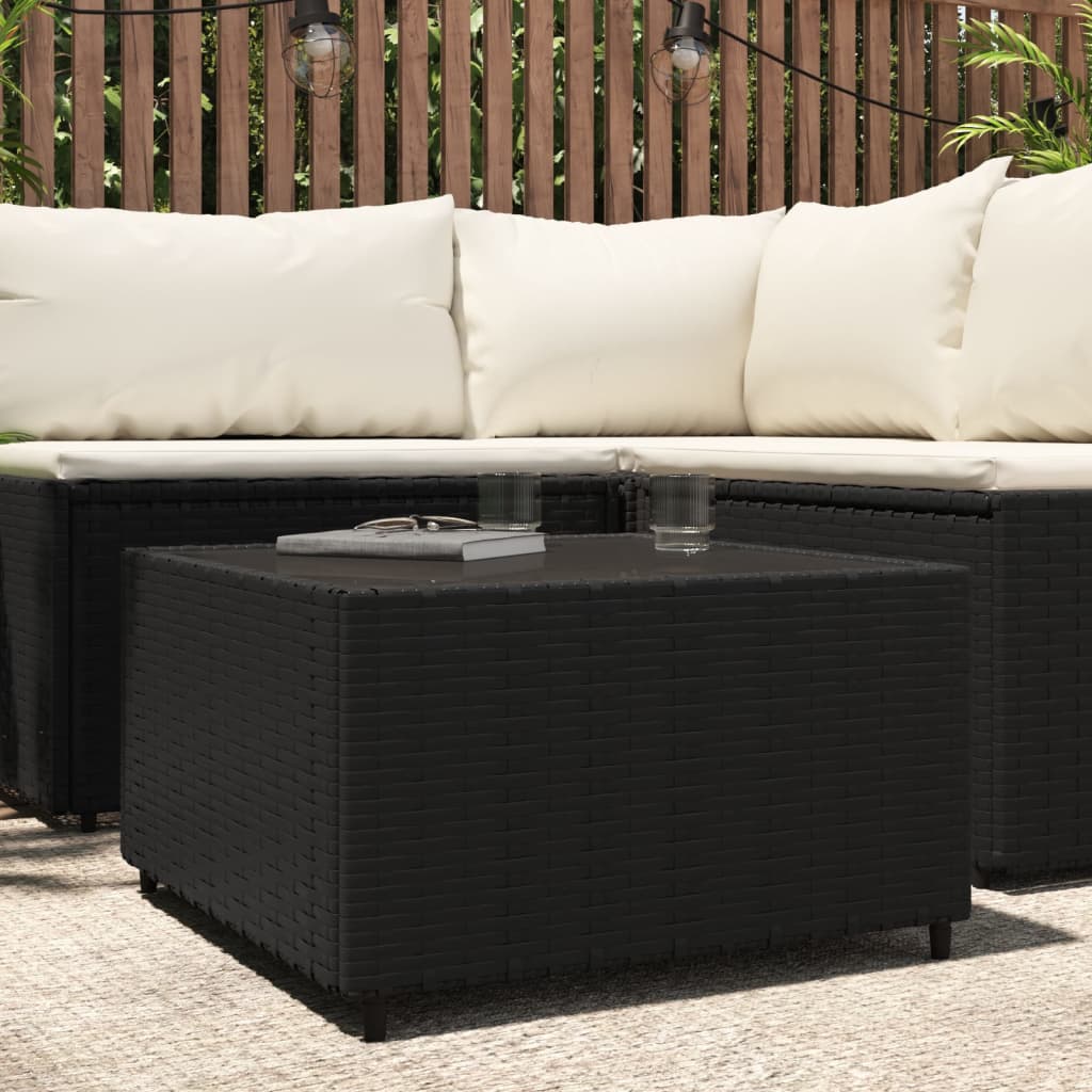 vida XL Garten-Couchtisch Quadratisch Schwarz 50x 50x 30 cm Poly Rattan
