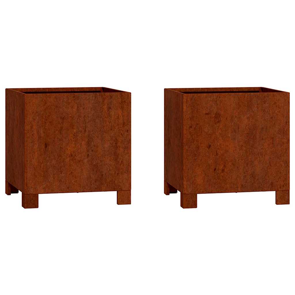 vidaXL Truhlíky s nohami 2 ks rezavé 30 x 30 x 30 cm cortenová ocel