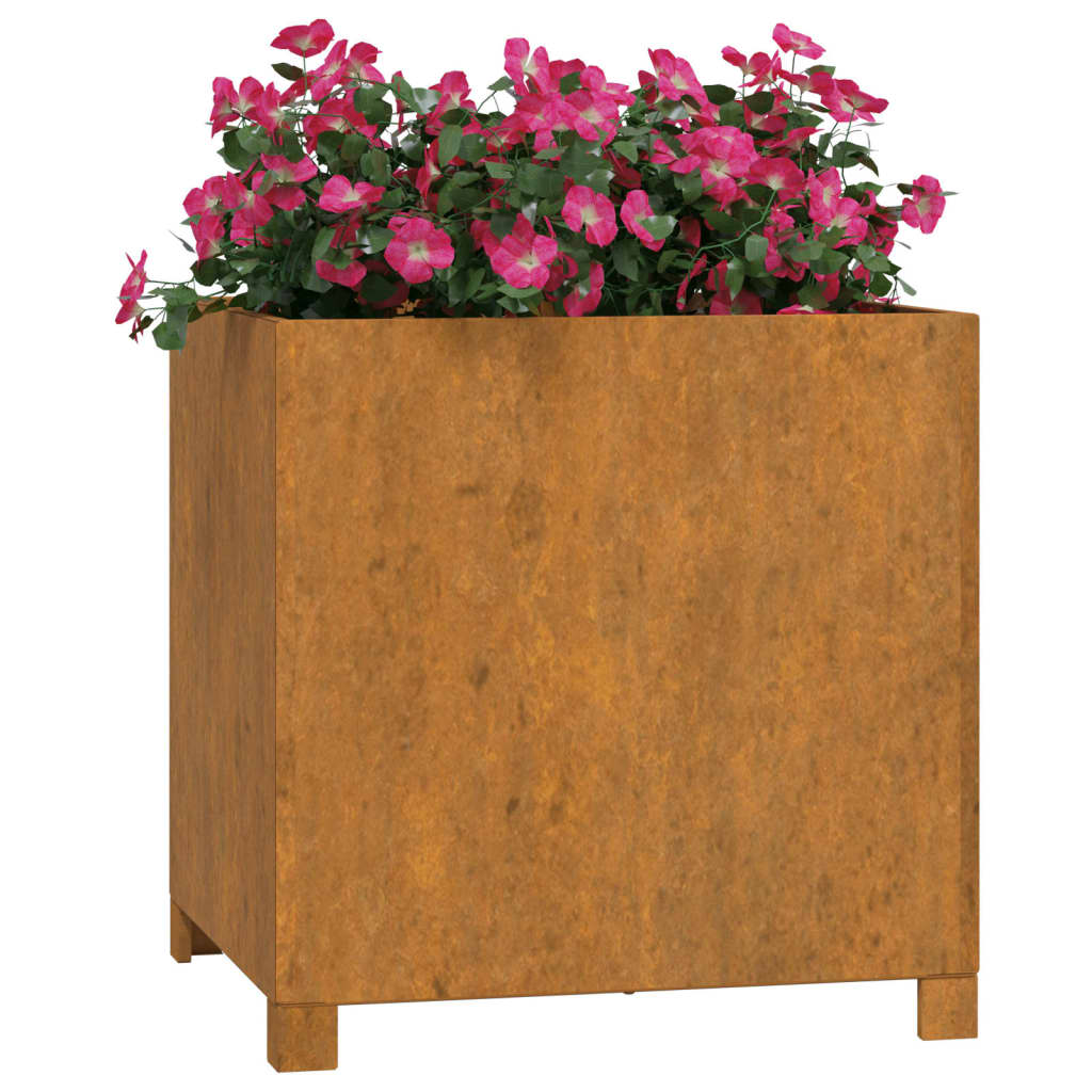 vidaXL Plantenbak met poten roestig 49x47x50 cm cortenstaal afbeelding