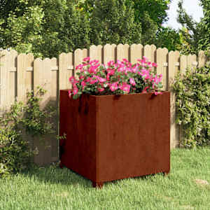 Cvetlično korito z nogami zarjavelo 50x50x50 cm corten jeklo