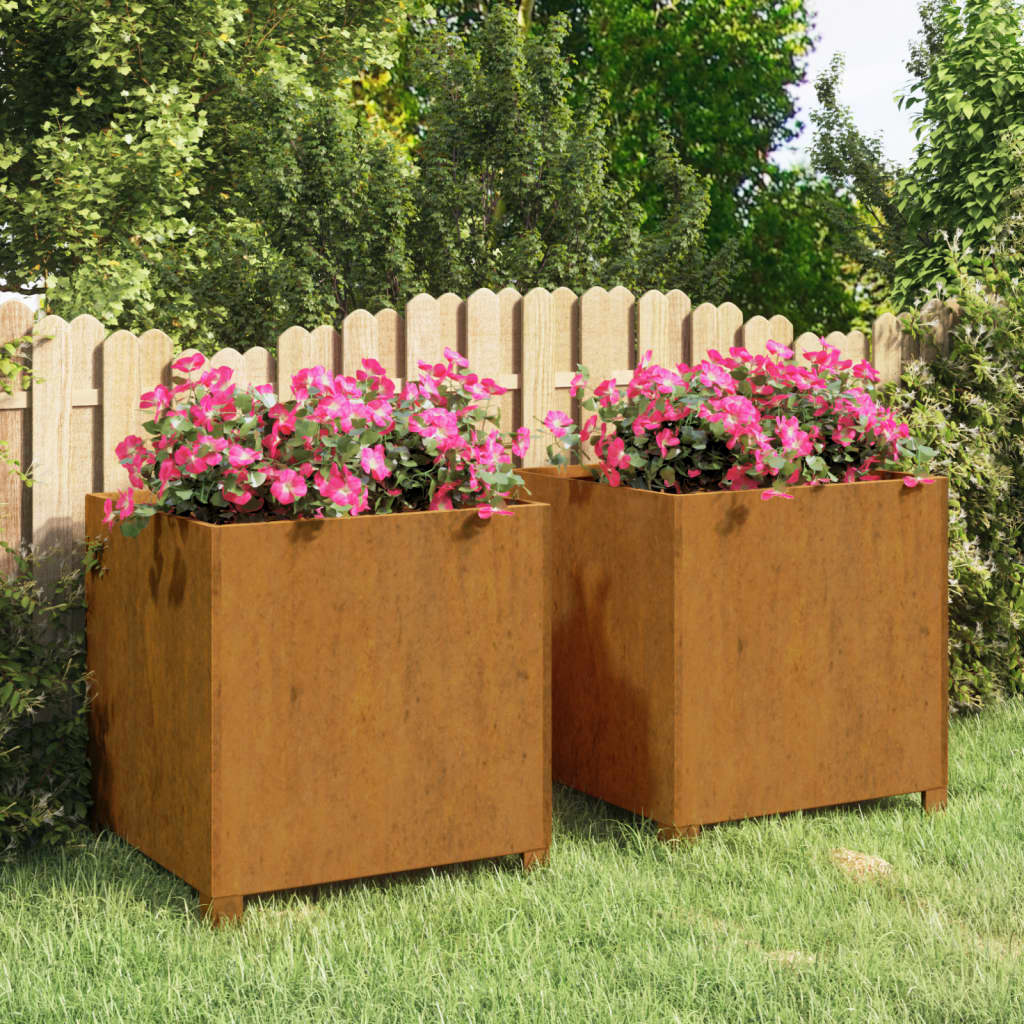 vidaXL Jardiniere cu picioare 2 buc. ruginiu 49x47x50 cm oțel corten