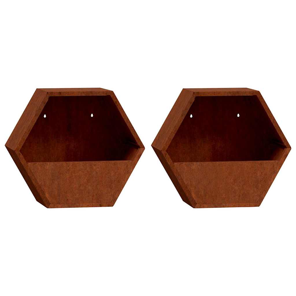 Fioriere Da Parete 2 Pz Ruggine In Acciaio Corten 30x10x25 Cm VidaXL 11 width=274