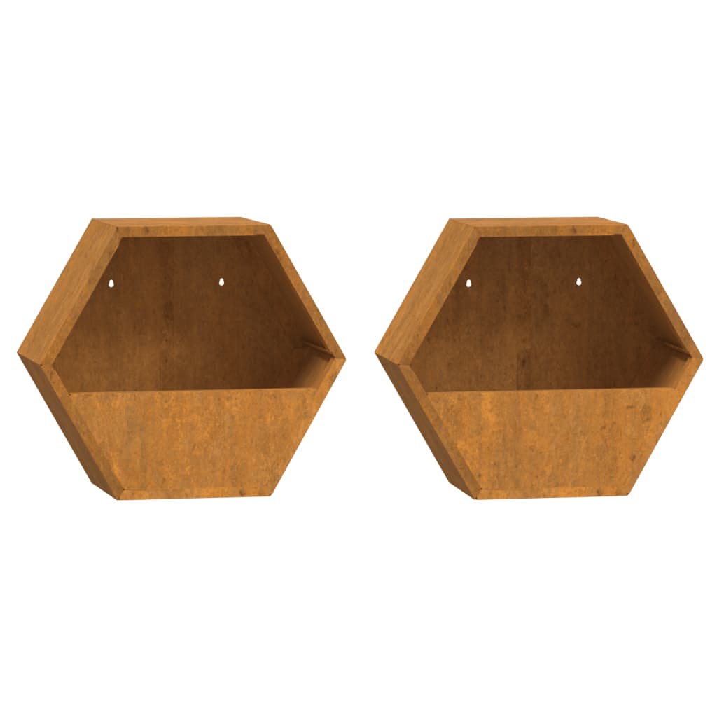 vidaXL Nástěnné květináče 2 ks rezavé cortenová ocel 30 x 10 x 25 cm