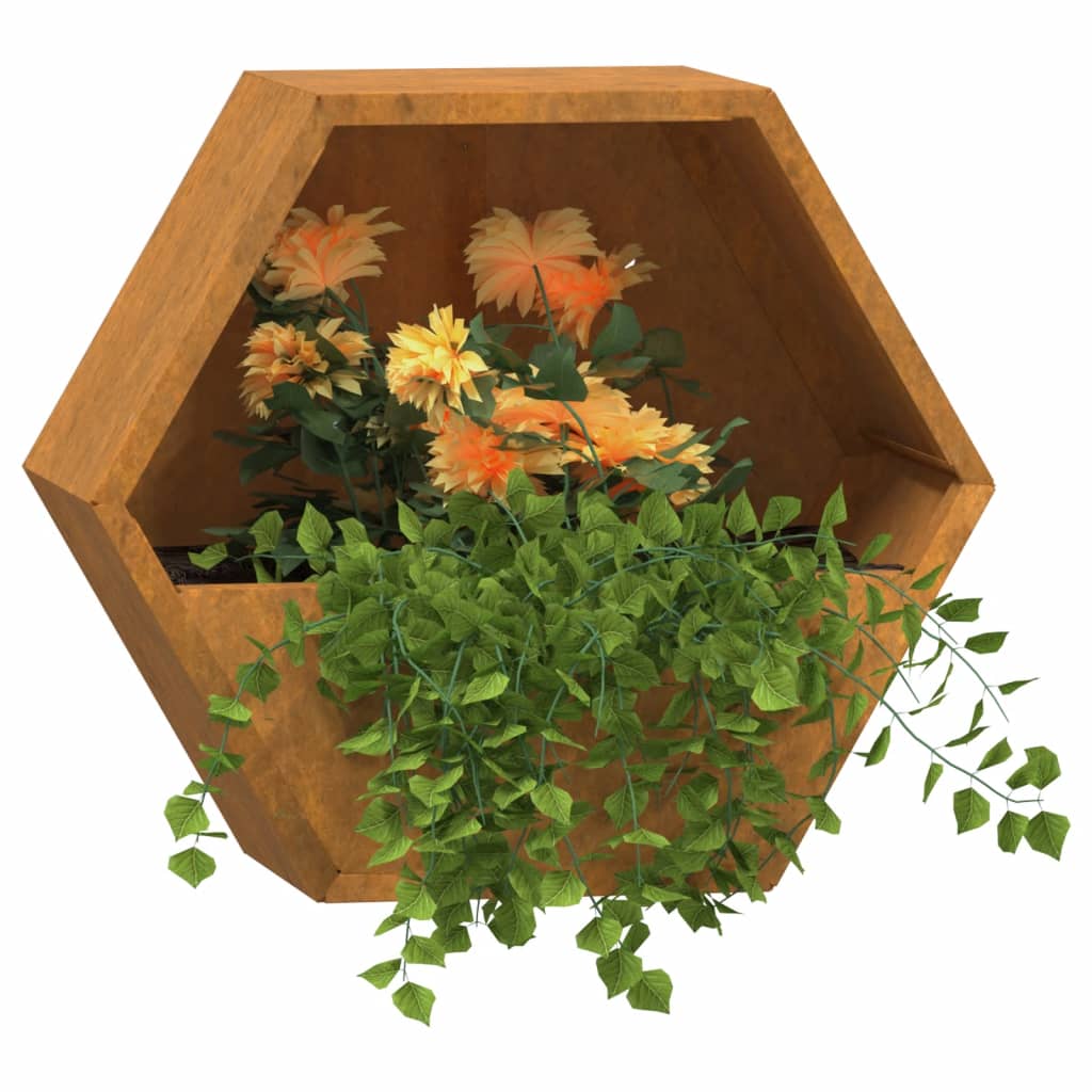 vidaXL Nástenné kvetináče 2 ks, hrdzavé, cortenová oceľ 30x10x25 cm