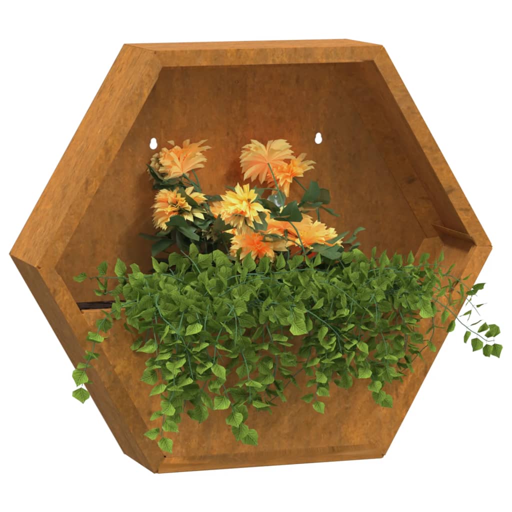 vidaXL Plantenbakken wandmontage 2 st 46x10x40 cm cortenstaal roestig afbeelding