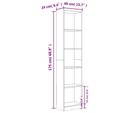 VidaXL Libreria A 5 Ripiani In Legno Multistrato E Metallo – Stile Industriale Nero – 59x35x171 Cm – Piedini Regolabili - 4