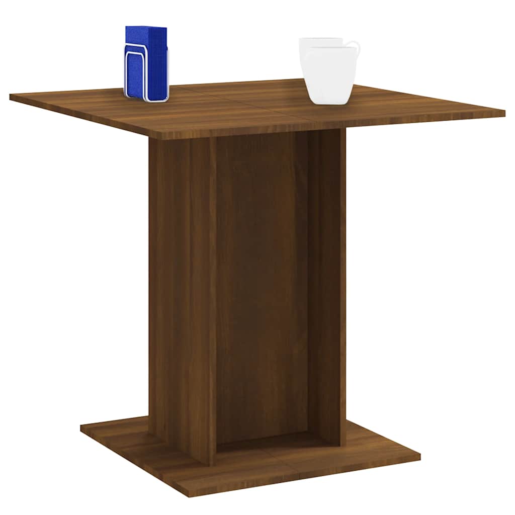 vidaXL Eettafel 80x80x75 cm bewerkt hout bruin eikenkleur