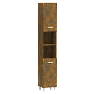 vidaXL vannitoakapp, suitsutatud tamm, 30 x 30 x 179 cm, tehispuit