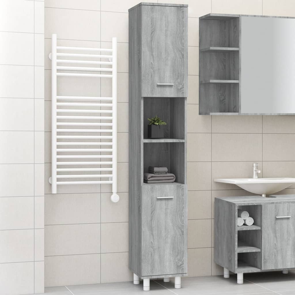 vidaXL Armoire de bain Sonoma gris 30x30x179 cm Bois d'ingénierie