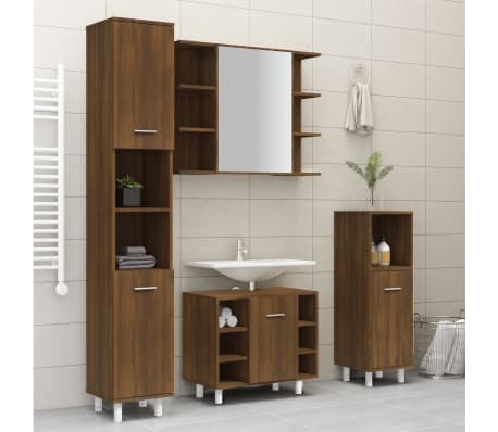 vidaXL Badkamerkast 30x30x179 cm bewerkt hout bruin eikenkleur