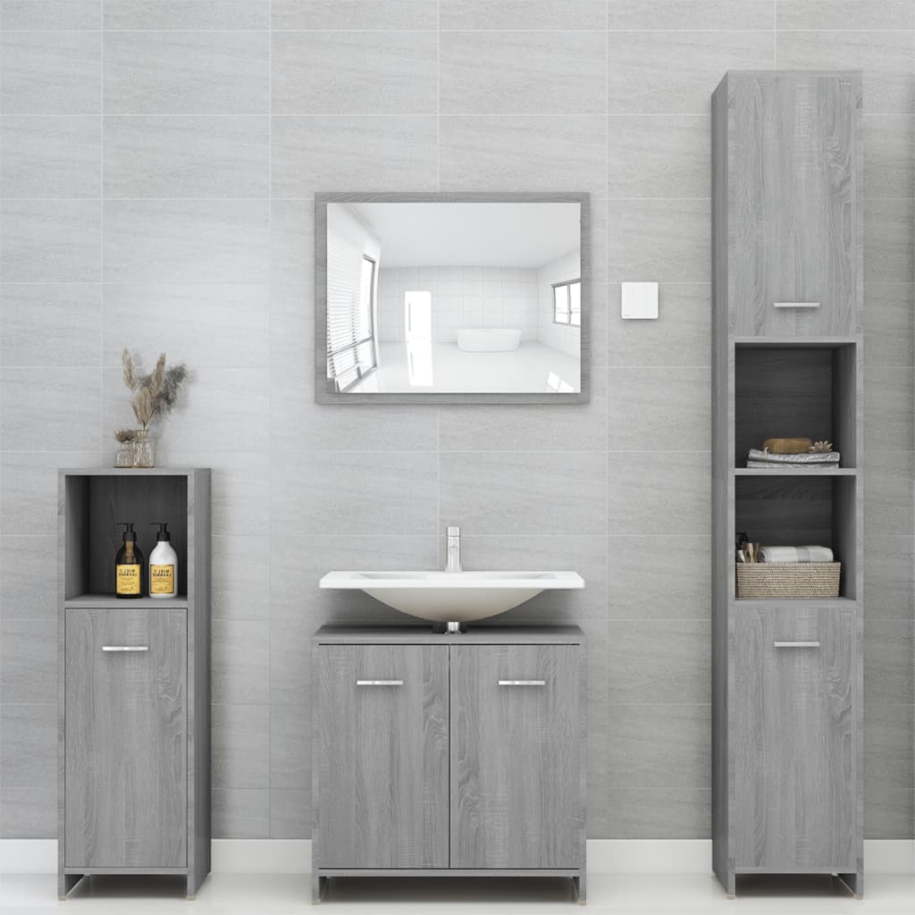 vidaXL Armadietto Bagno Grigio Sonoma 30x30x95 cm in Legno Multistrato