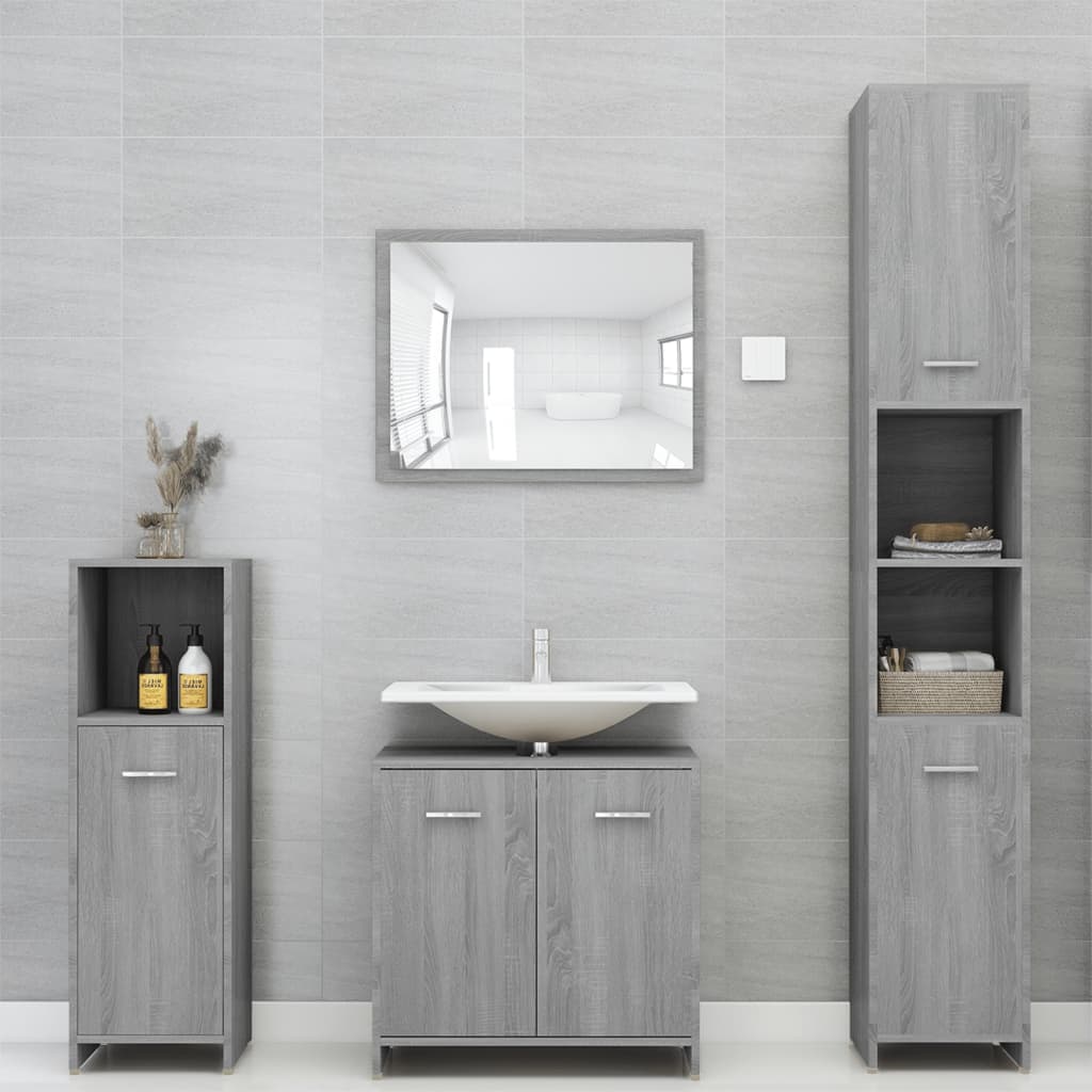 vidaXL Badkamerkast 30x30x95 cm bewerkt hout grijs sonoma eikenkleurig afbeelding