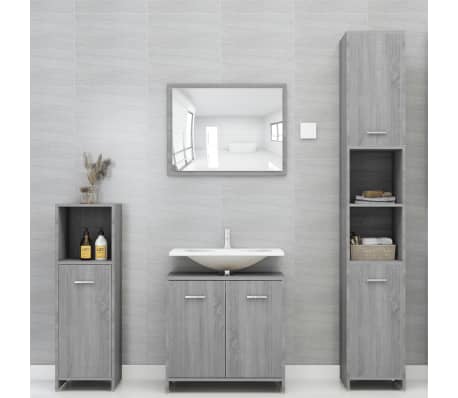 vidaXL Armadietto Bagno Grigio Sonoma 30x30x95 cm in Legno Multistrato