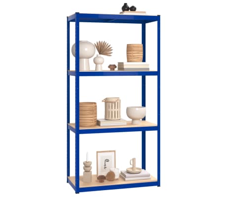 vidaXL Opbergrek 4-laags 3 st staal & bewerkt hout blauw