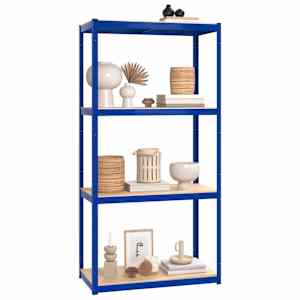 vidaXL Opbergrek 4-laags 3 st staal & bewerkt hout blauw