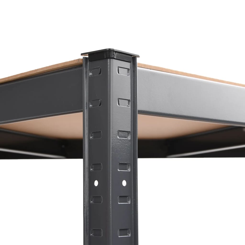 4-līmeņu plaukti, 2 gab., pelēks tērauds, inženierijas koks