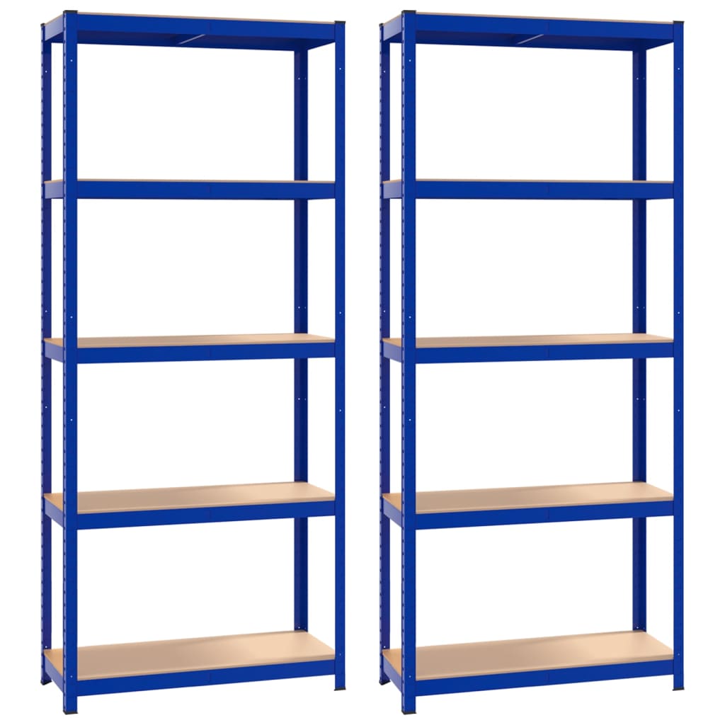 vidaXL Opbergrek 5-laags 2 st staal & bewerkt hout blauw
