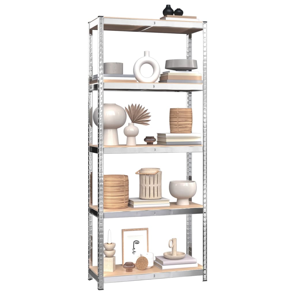 vidaXL 5-Layer Shelves 2 pcs Silver Steel&Engineered Wood