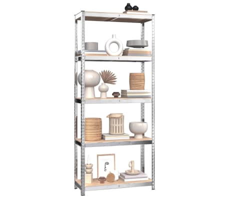 vidaXL 5-Layer Shelves 2 pcs Silver Steel&Engineered Wood