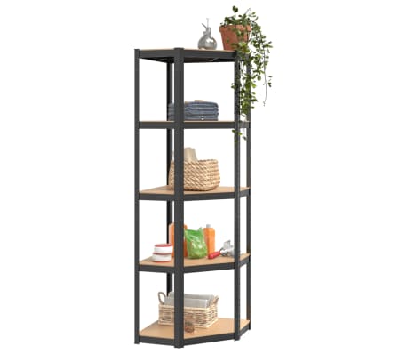 vidaXL 5-Layer Shelves 3 pcs Anthracite Steel&Engineered Wood