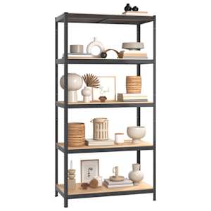 vidaXL Sandėliavimo lentynos, 3vnt., antracito, plienas/mediena