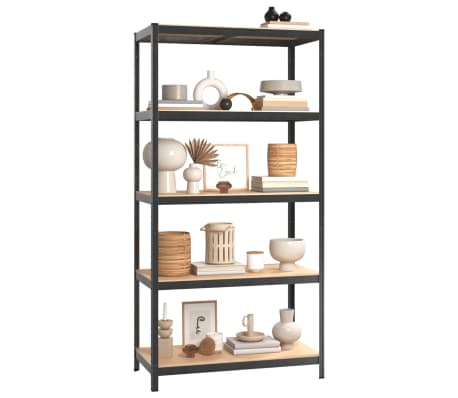 vidaXL &Eacute;tag&egrave;re &agrave; 5 niveaux 2 pcs Gris Acier et bois ing&eacute;nierie