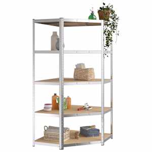 vidaXL Opbergrek 5-laags 2 st staal en bewerkt hout zilverkleurig