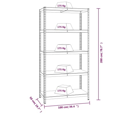 Lot De 2 étagères à 5 Niveaux VidaXL - Anthracite, Acier Et Bois, Pour Rangement
