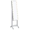 vidaXL eraldiseisev peegel LED-tuledega, valge, 34 x 37 x 146 cm
