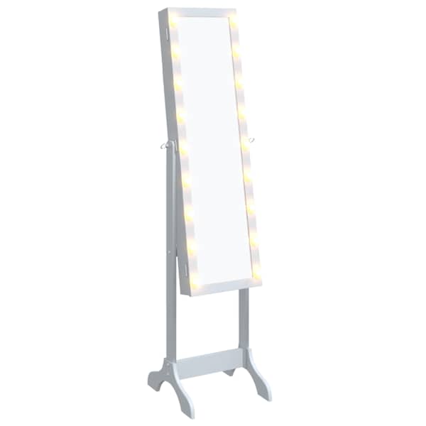 vidaXL eraldiseisev peegel LED-tuledega, valge, 34 x 37 x 146 cm