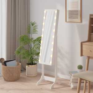 Volně stojící zrcadlo s LED bílé 34 x 37 x 146 cm - obrázek 1