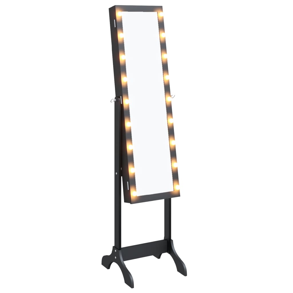 vidaXL Volně stojící zrcadlo s LED černé 34 x 37 x 146 cm