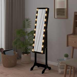 Volně stojící zrcadlo s LED černé 34 x 37 x 146 cm - obrázek 3