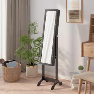 Volně stojící zrcadlo s LED černé 34 x 37 x 146 cm - obrázek 4