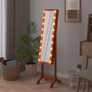 vidaXL Miroir sur pied blanc avec LED 34x37x146 cm