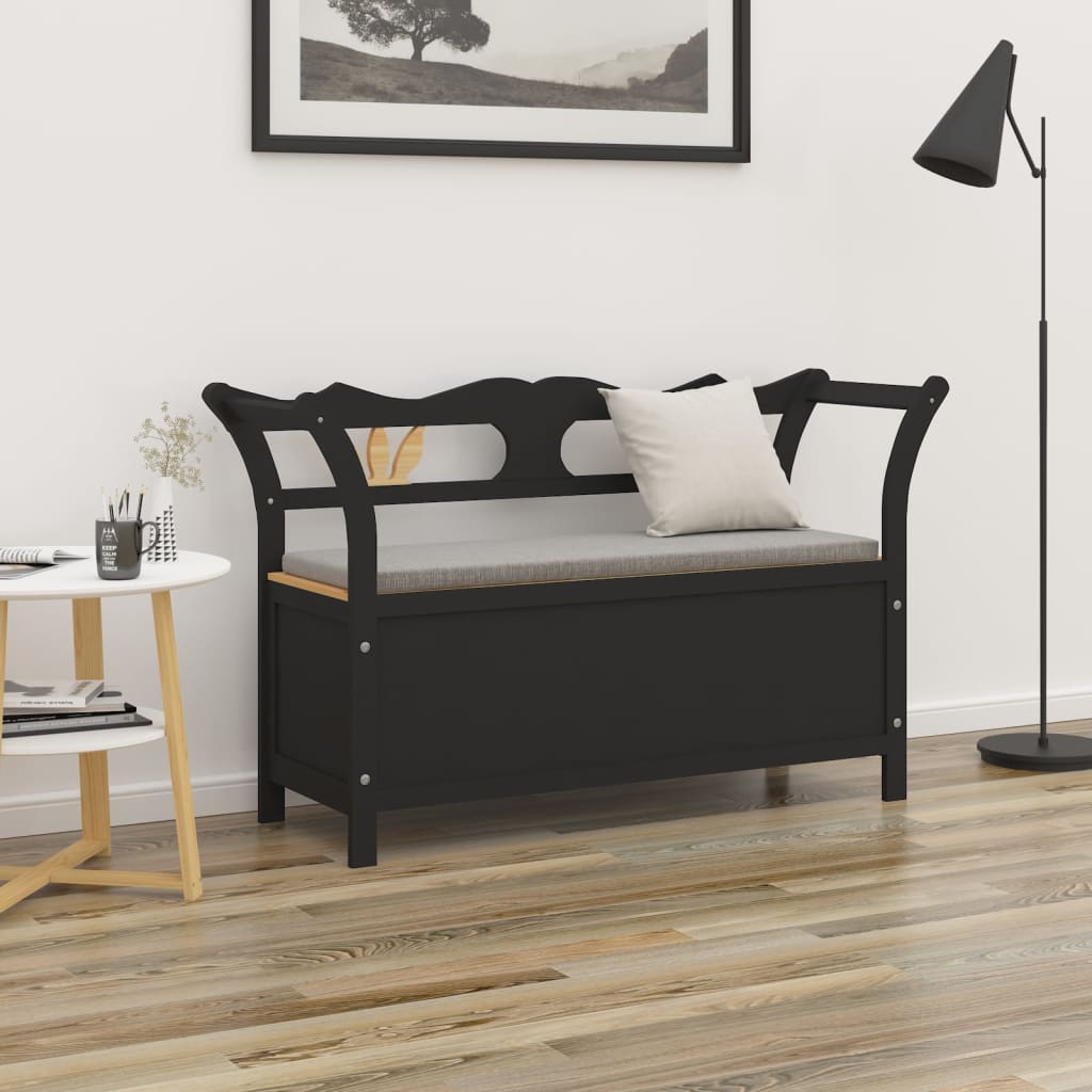 vida XL Sitzbank Schwarz 107x 45x 75,5 cm Massivholz Tanne