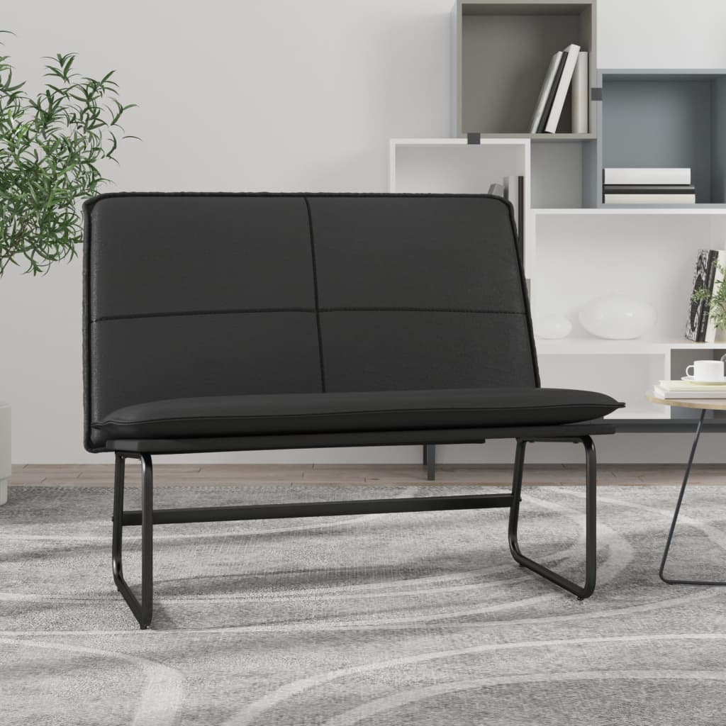 Bænk i kunstlæder - sort, 100 × 75 × 76 cm