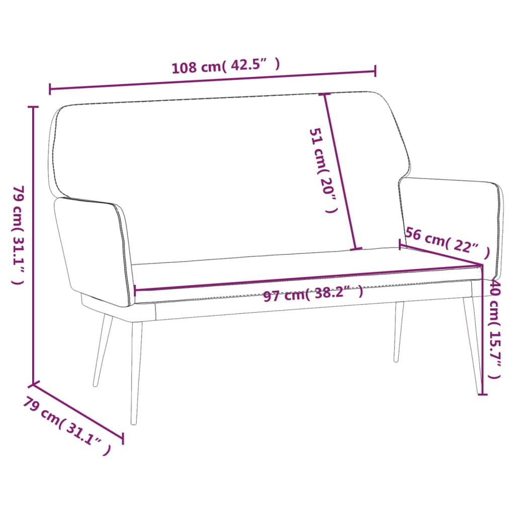 Ławka Ławka Ławka tapicerowana Sofa Ławka korytarzowa Salon Ławka do garderoby Aksamit vidaXL - Zdjęcie 9 z 9