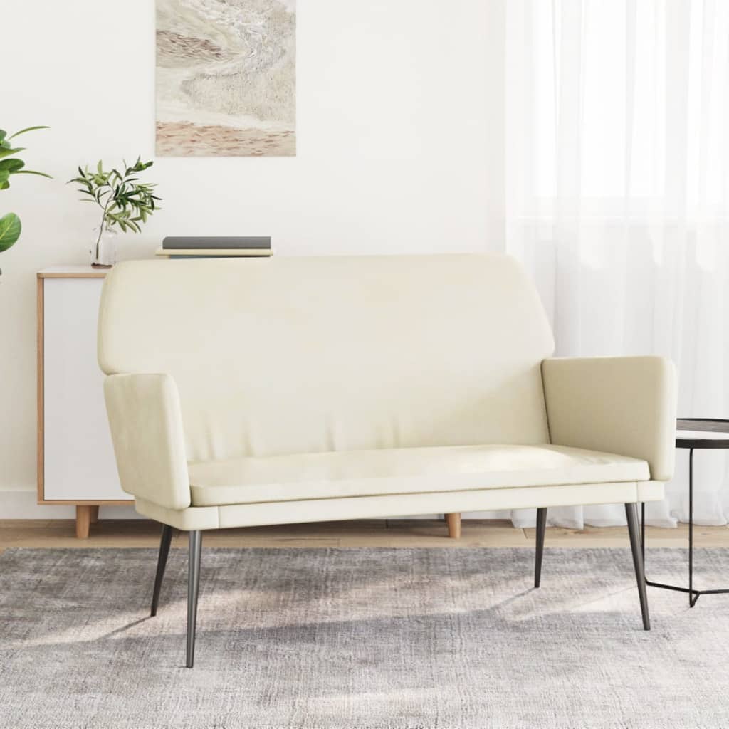 vida XL Sitzbank Creme 108x 79x 79 cm Samt