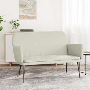Lavice krémová 108 x 79 x 79 cm samet - obrázek 1